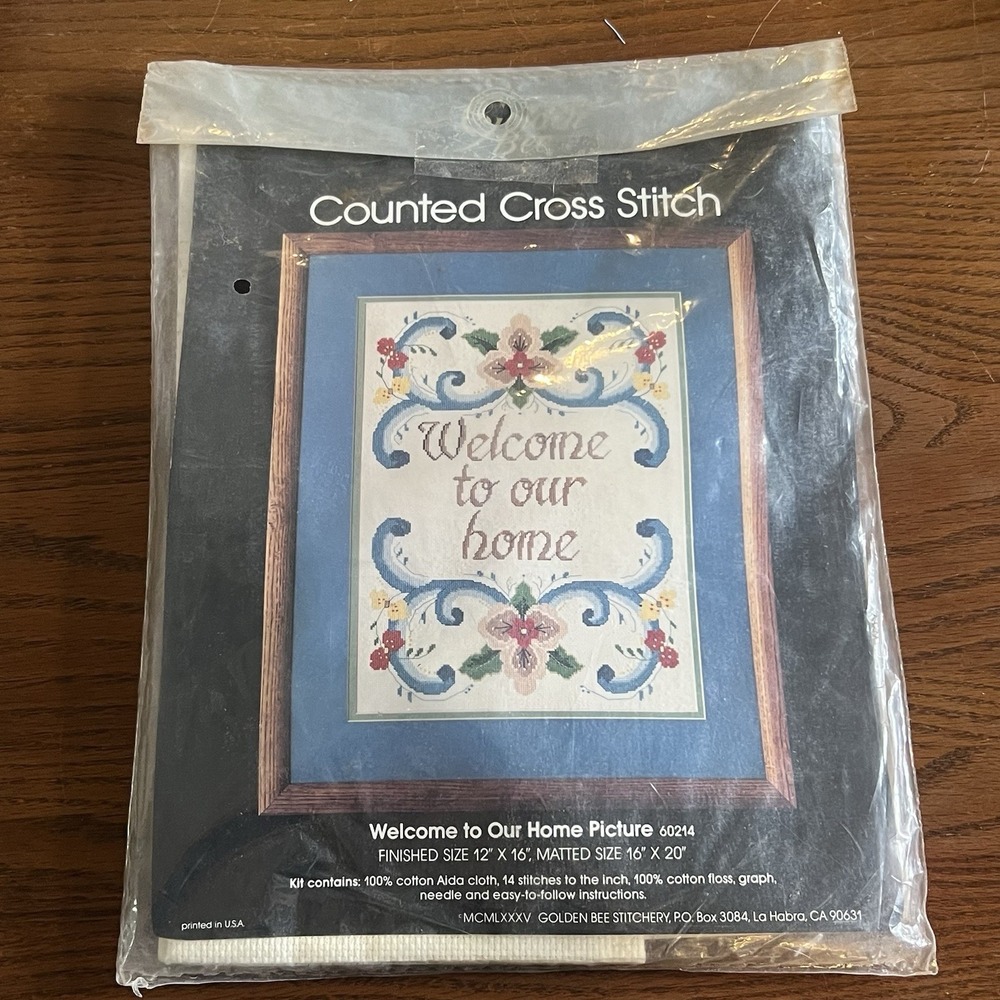 Vintage‎ Golden Bee Welcome To Our Home Counted Cross Stitch Kit 60214